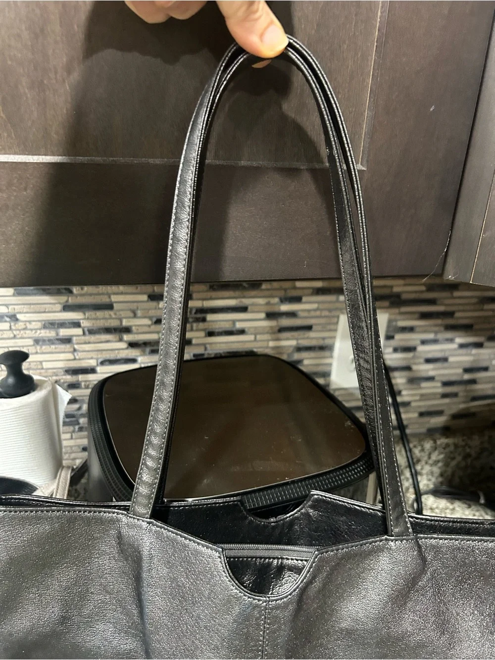 Wilsons Leather Metallic Black Tote